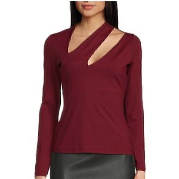 Susana Monaco Cut Out Red Long Sleeve Top, NWOT, Work Attier, Size S - Picture 1 of 6